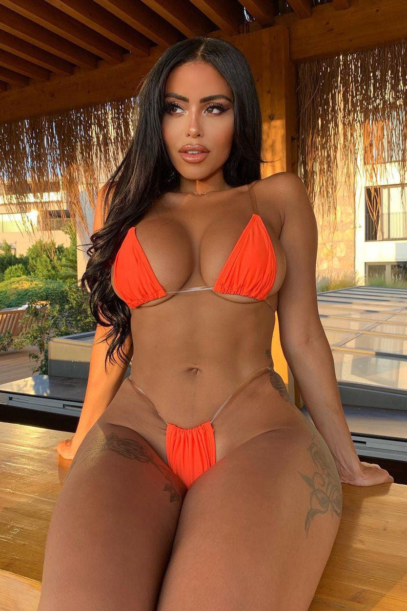 Clear Skies 2 Piece PVC Strap Bikini - Neon Orange Product Image