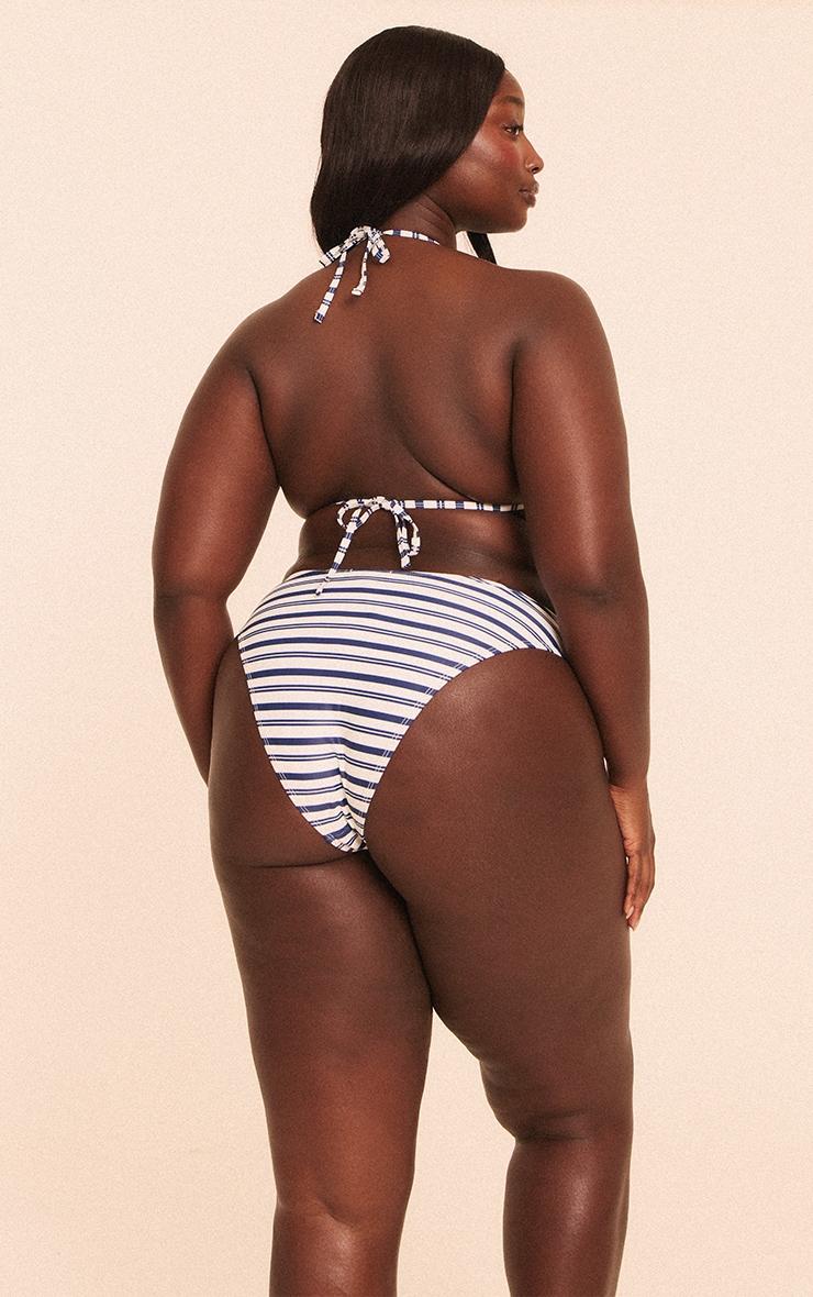 Plus Navy Stripe Triangle Bikini Top Product Image