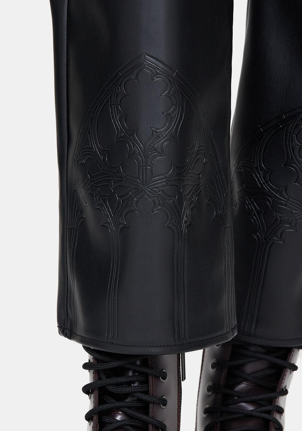 Blackwater Debossed Faux Leather Straight Leg Cropped Trousers Product Image