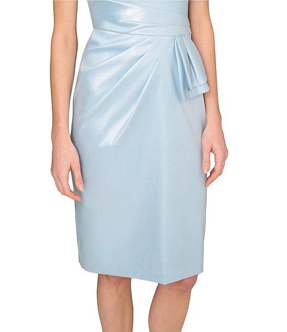 Aidan Mattox Foiled Mikado One Shoulder Neck Sleeveless Sheath Midi Dress Product Image
