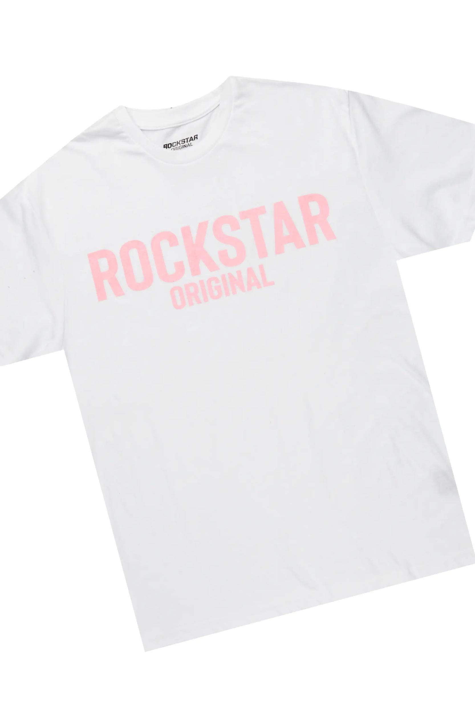 Viviane White/Pink T-Shirt Short Set Female Product Image