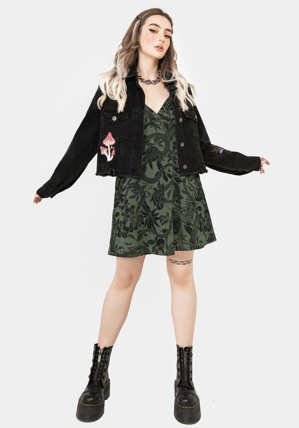 Bashe Cotton Mini Sun Dress - Green Product Image