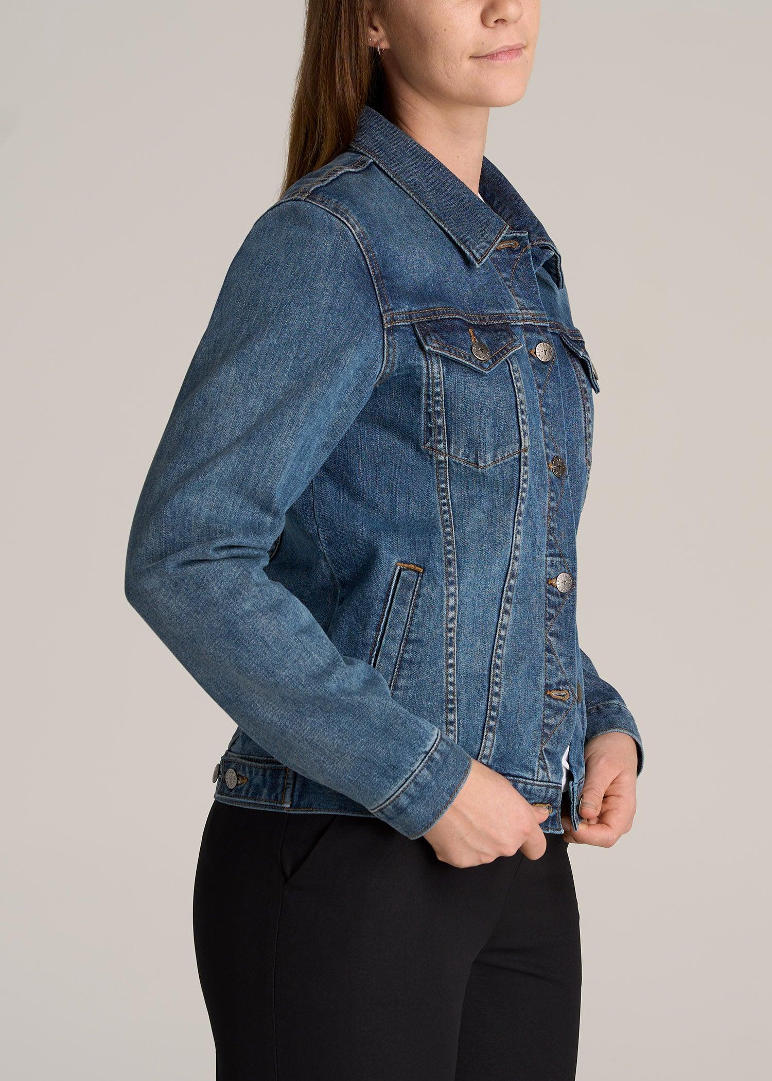 Denim Jacket for Tall Women in Vintage Medium Blue Female Product Image