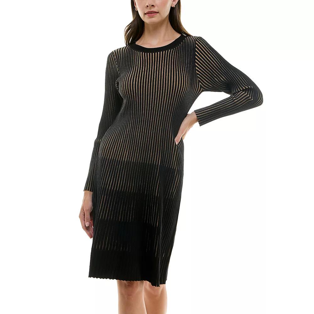 Women's Nanette Lepore Vertical Stripe Sweater Dress, Size: Medium, Camel Product Image