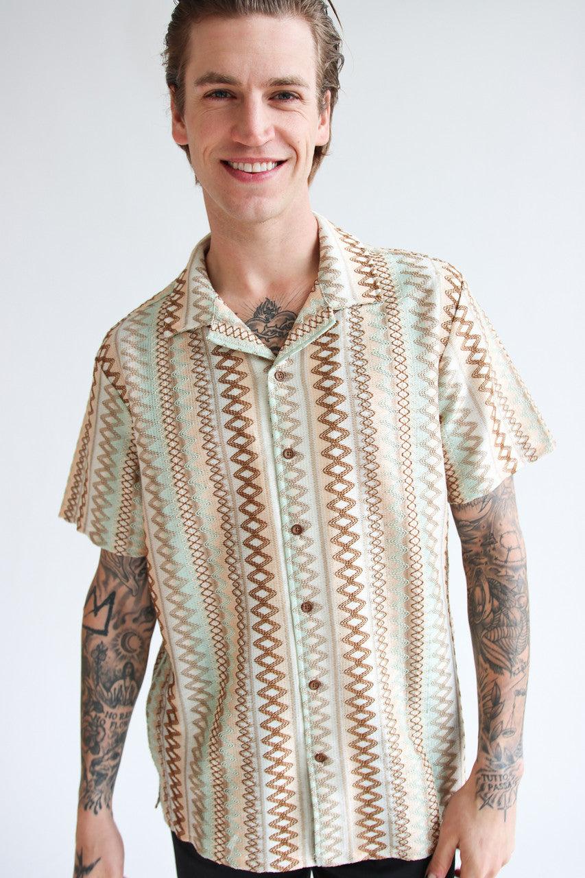 Zig Zag Woven Button Up Shirt Product Image