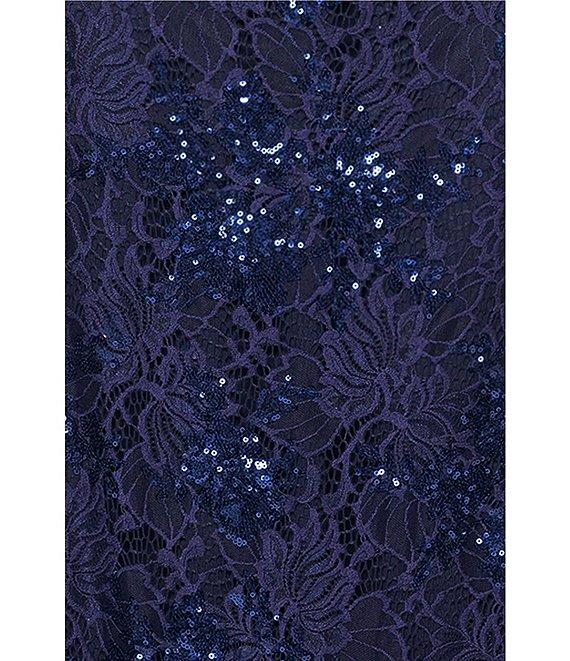 Betsy & Adam Keyhole Neck Sequin Lace Aline Gown Product Image