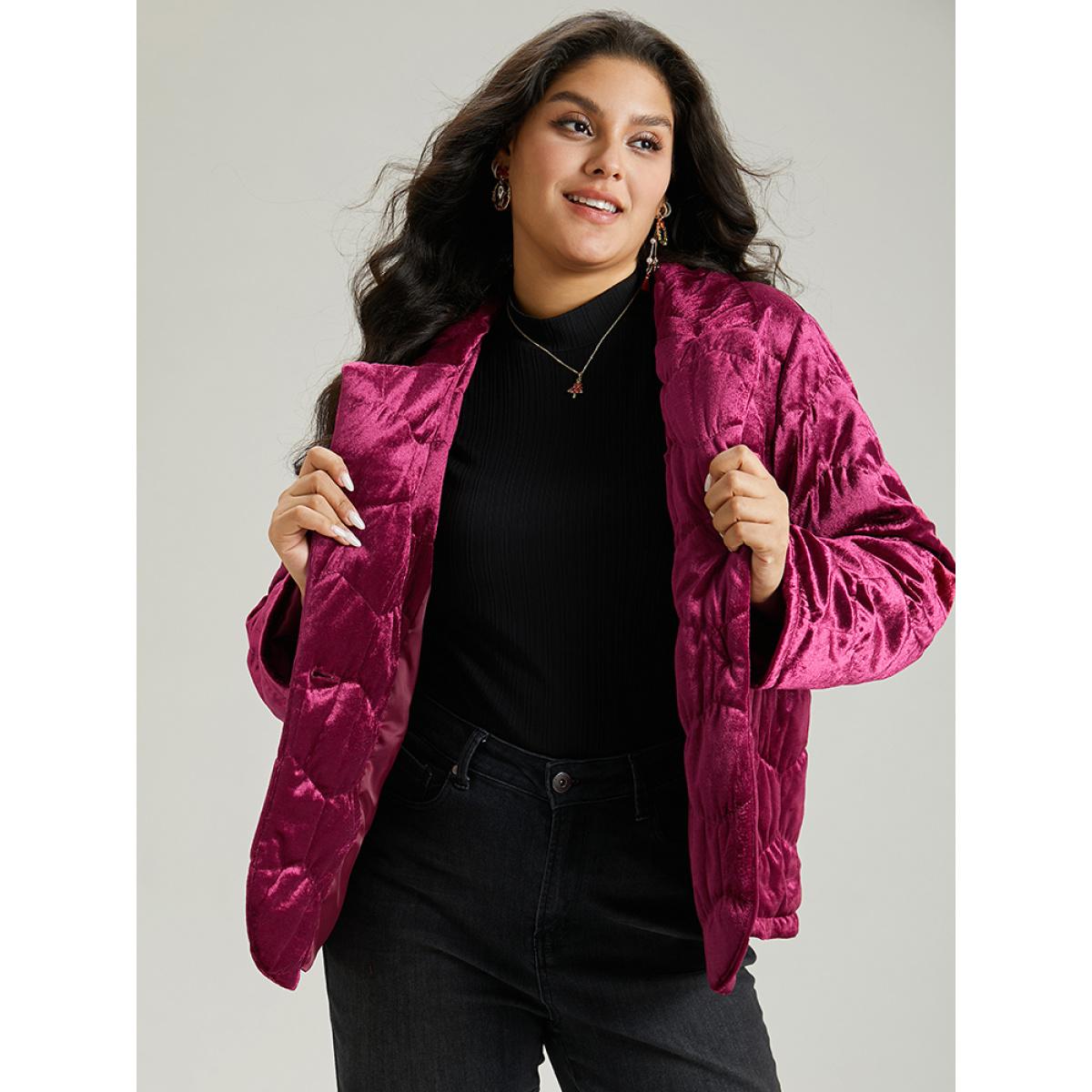 Plus Size Women Dailywear Plain Texture No stretch 18-20/2X Pocket Casual Quilted Jackets BloomChic Product Image