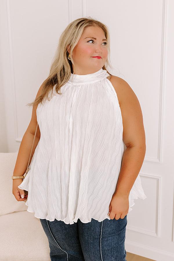 Lead Me Back To You Pleated Top in White Curves Product Image
