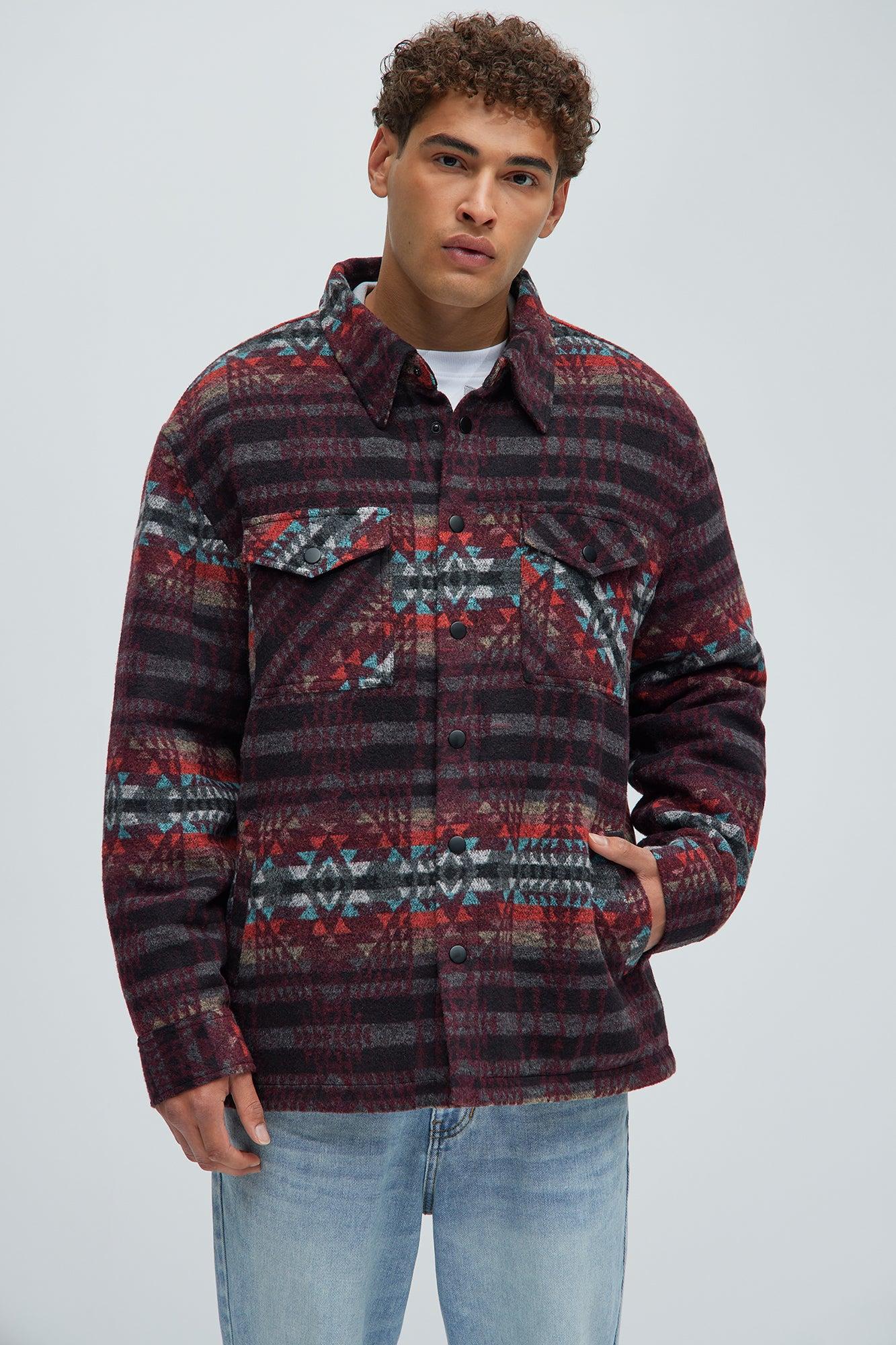 If We Ever Tried Quilted Shacket - Burgundy/combo Product Image