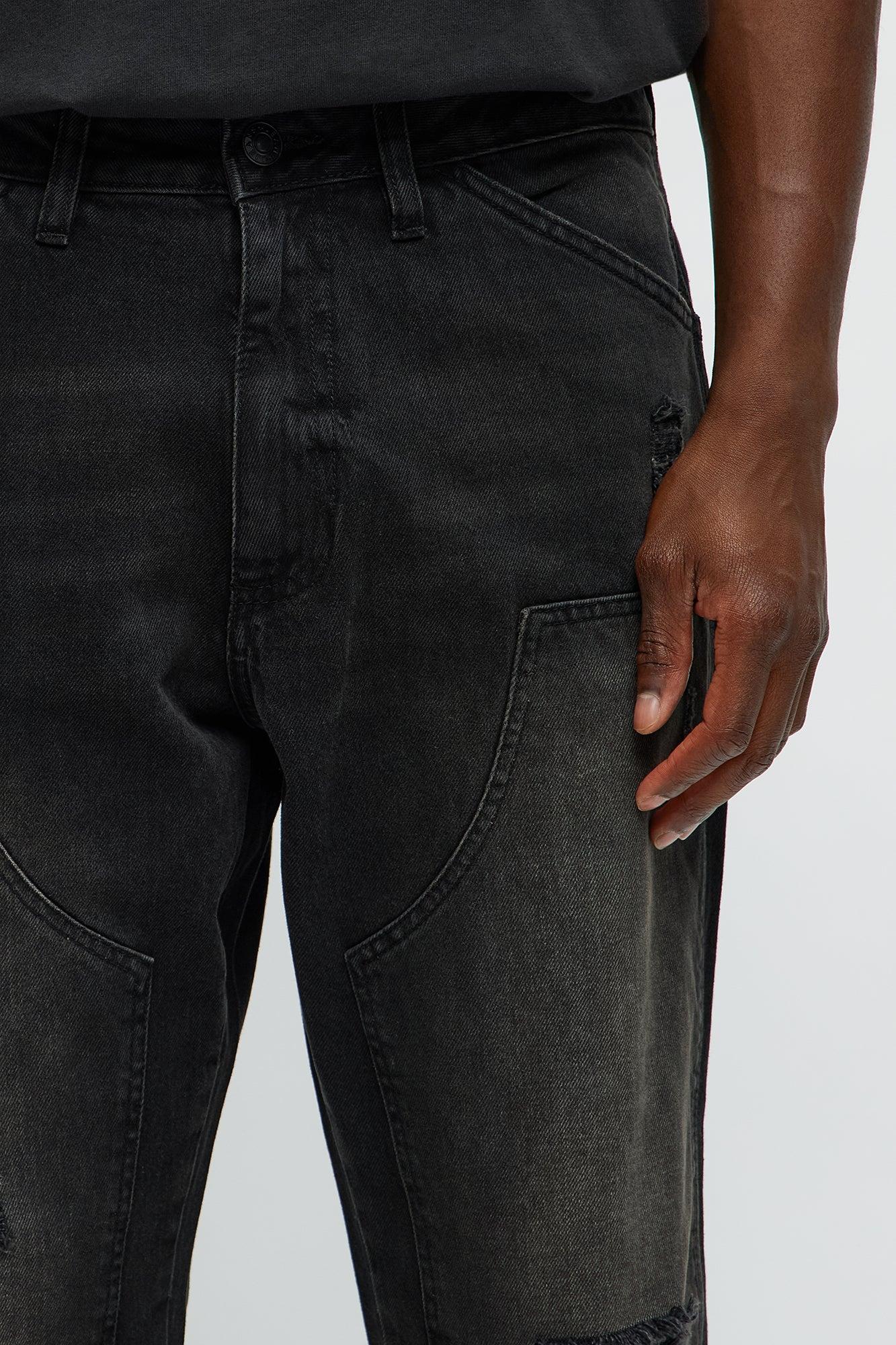 We Cool Distressed Carpenter Straight Jeans - Black Wash Product Image