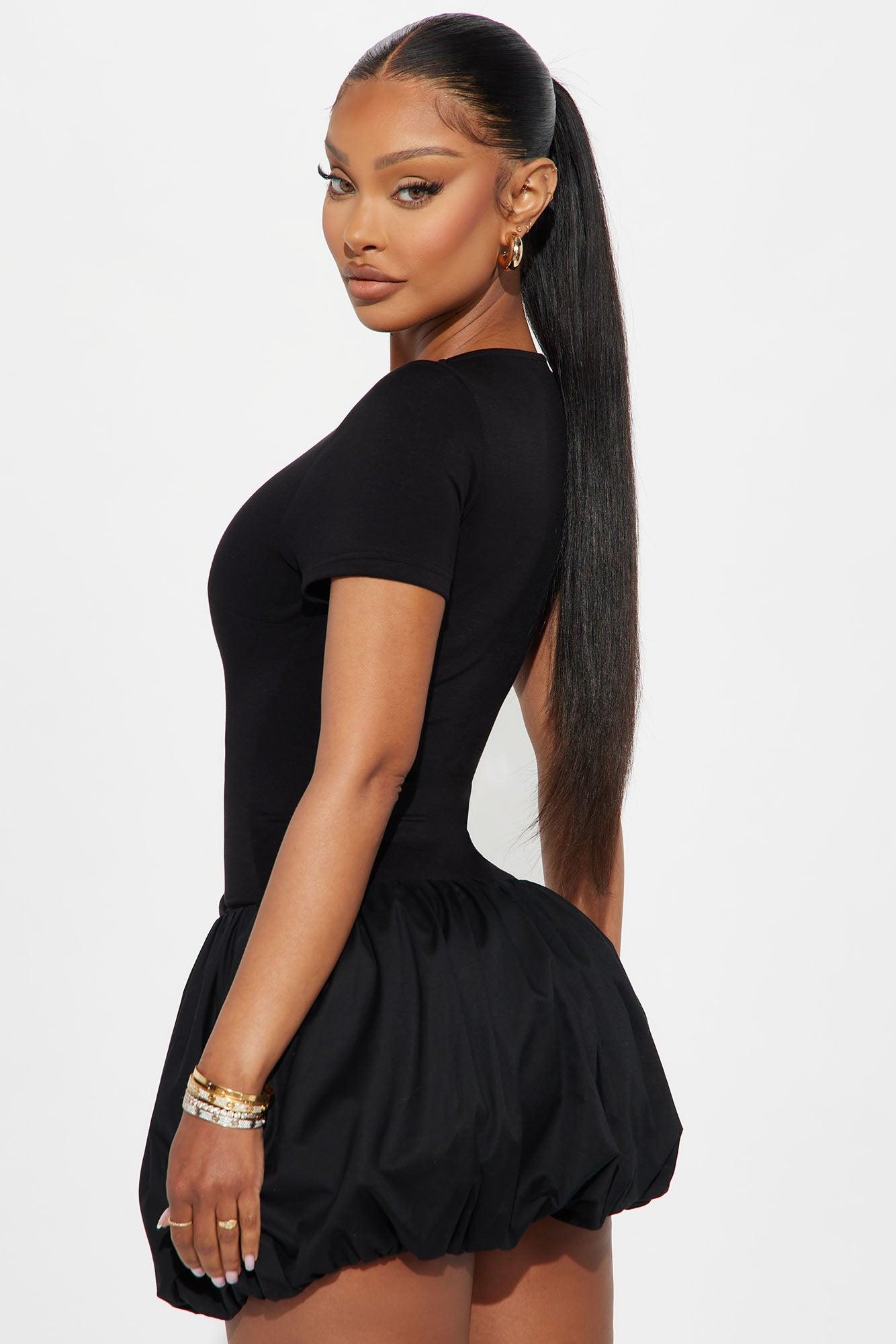 Better Off Bubble Mini Dress - Black Product Image