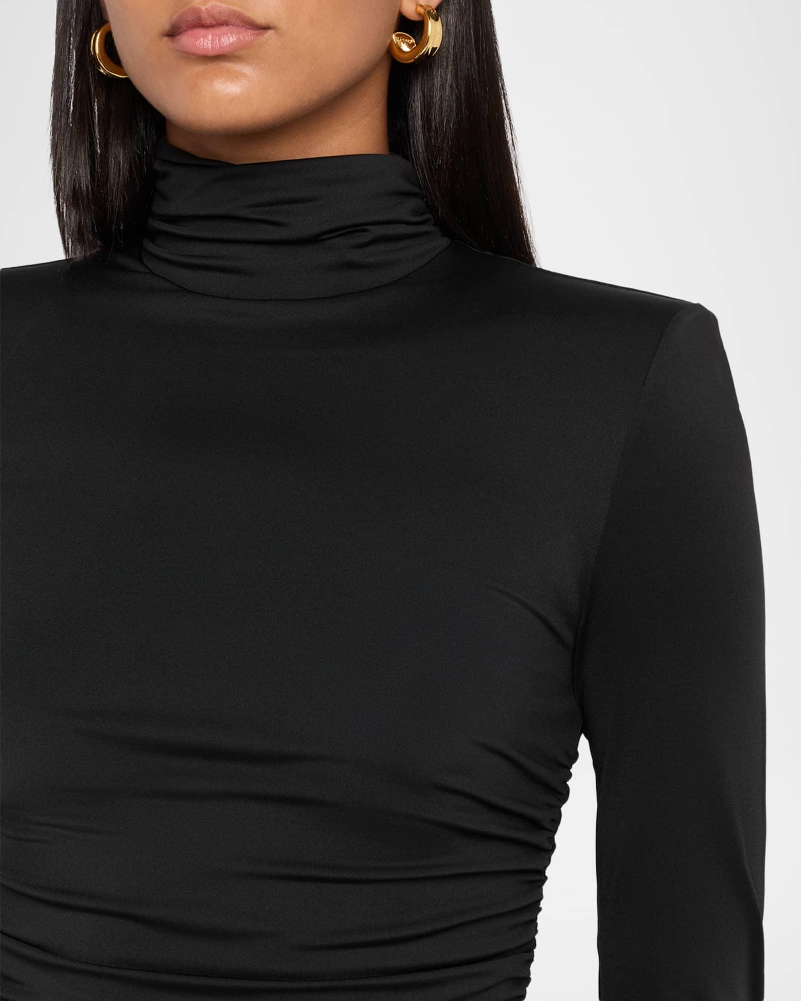 Crystal Cluster Ruched Turtleneck Mini Dress Product Image