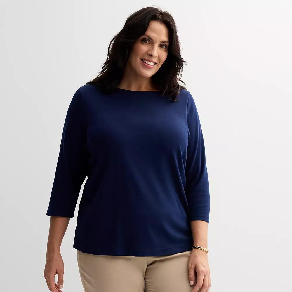 Plus Size Croft & Barrow® Boatneck Top, Women's, Size: 3XL, Blue Product Image
