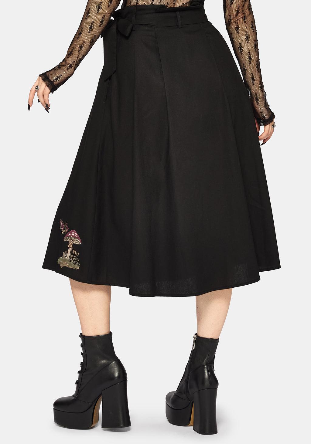 Faela Fairy Embroidered Tie Waist Paperbag Midi Skirt Product Image