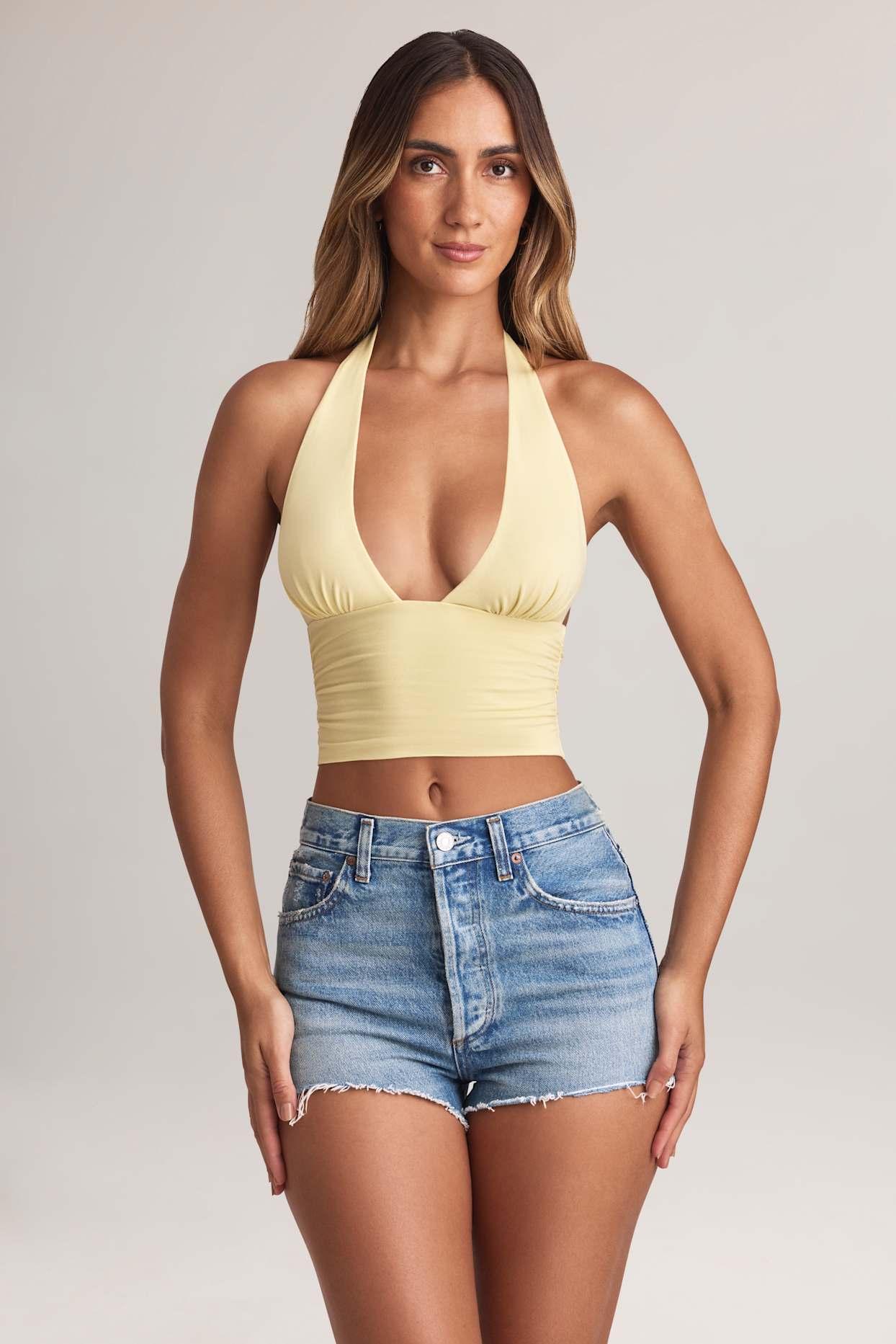 Modal Halterneck Top in Lemon Sherbet Product Image