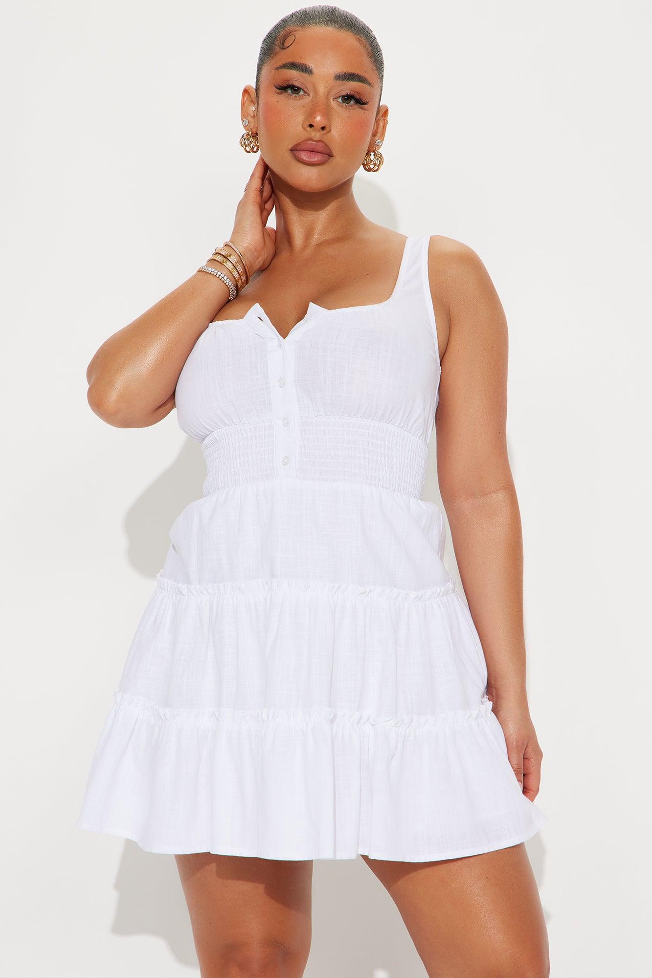 Chasing Daylight Linen Mini Dress - White Product Image