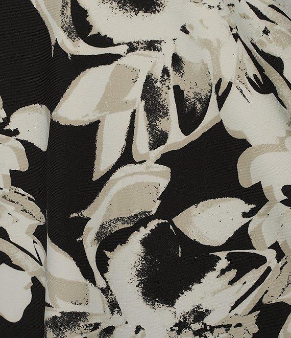 Kasper Plus Size Floral Twist Neck Mix Media Blouse Product Image