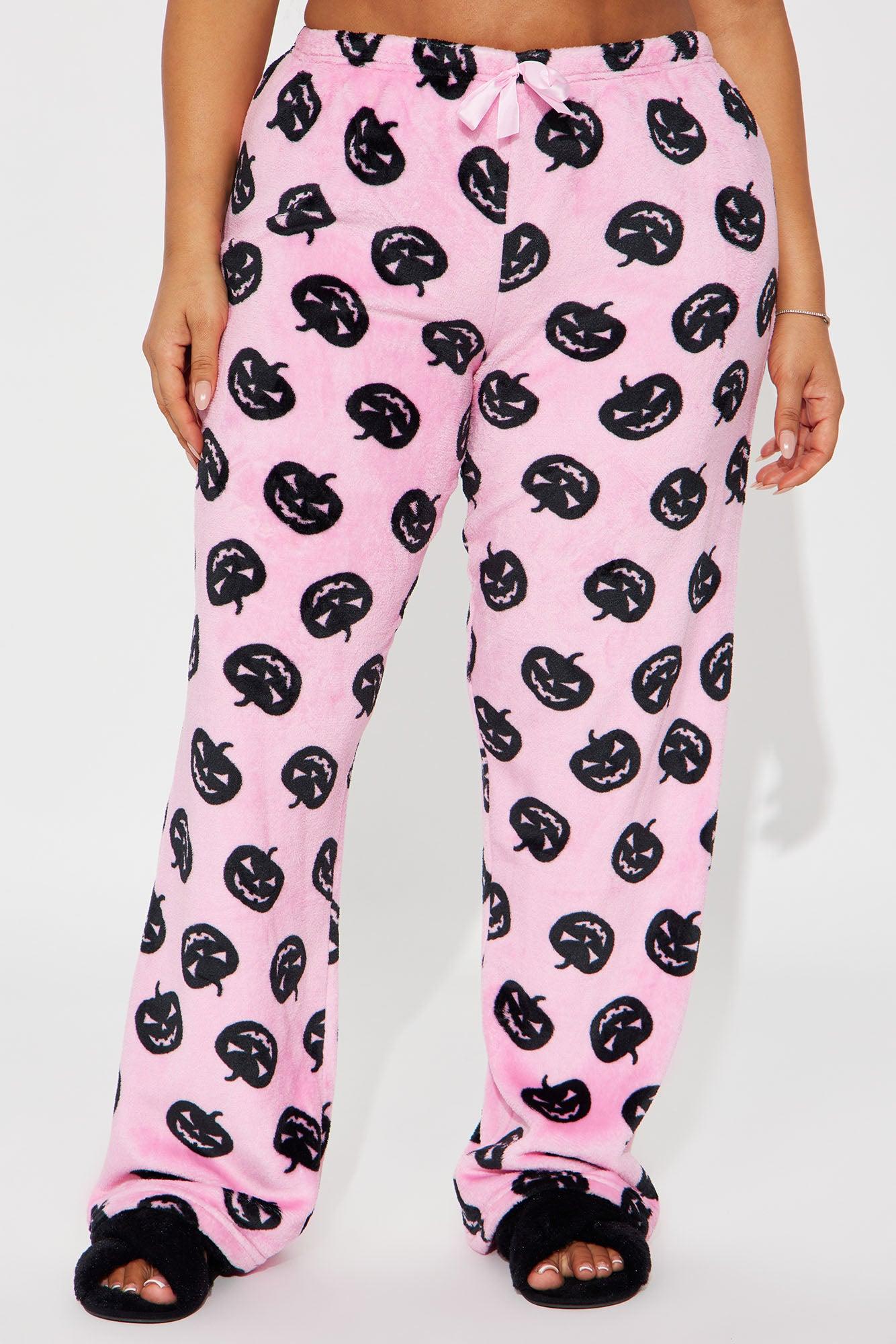 Spooky Pumpkin Plush Halloween PJ Pants - Pink Product Image