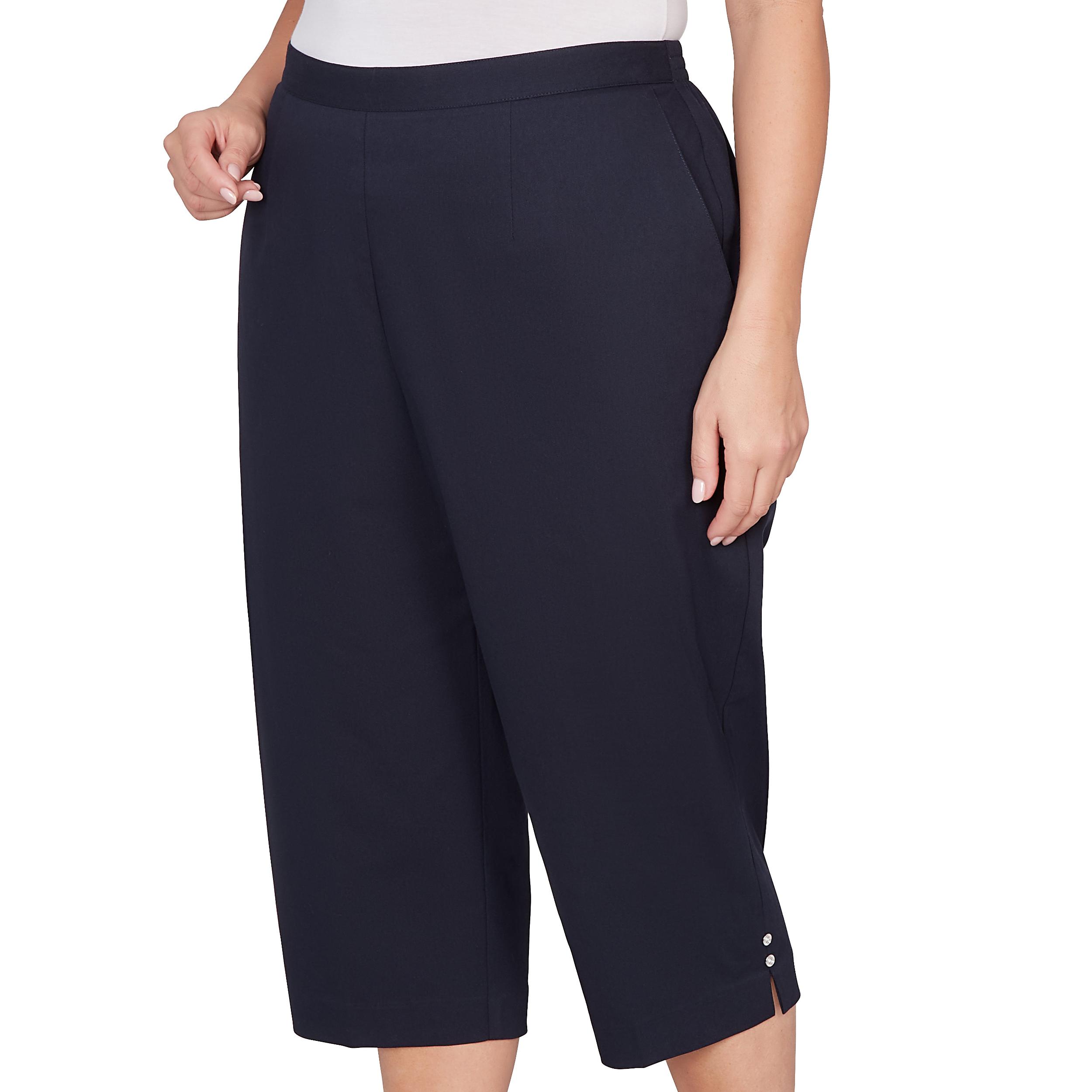 Alfred Dunner Solid Twill Button Hem Capri Pant - Plus Product Image