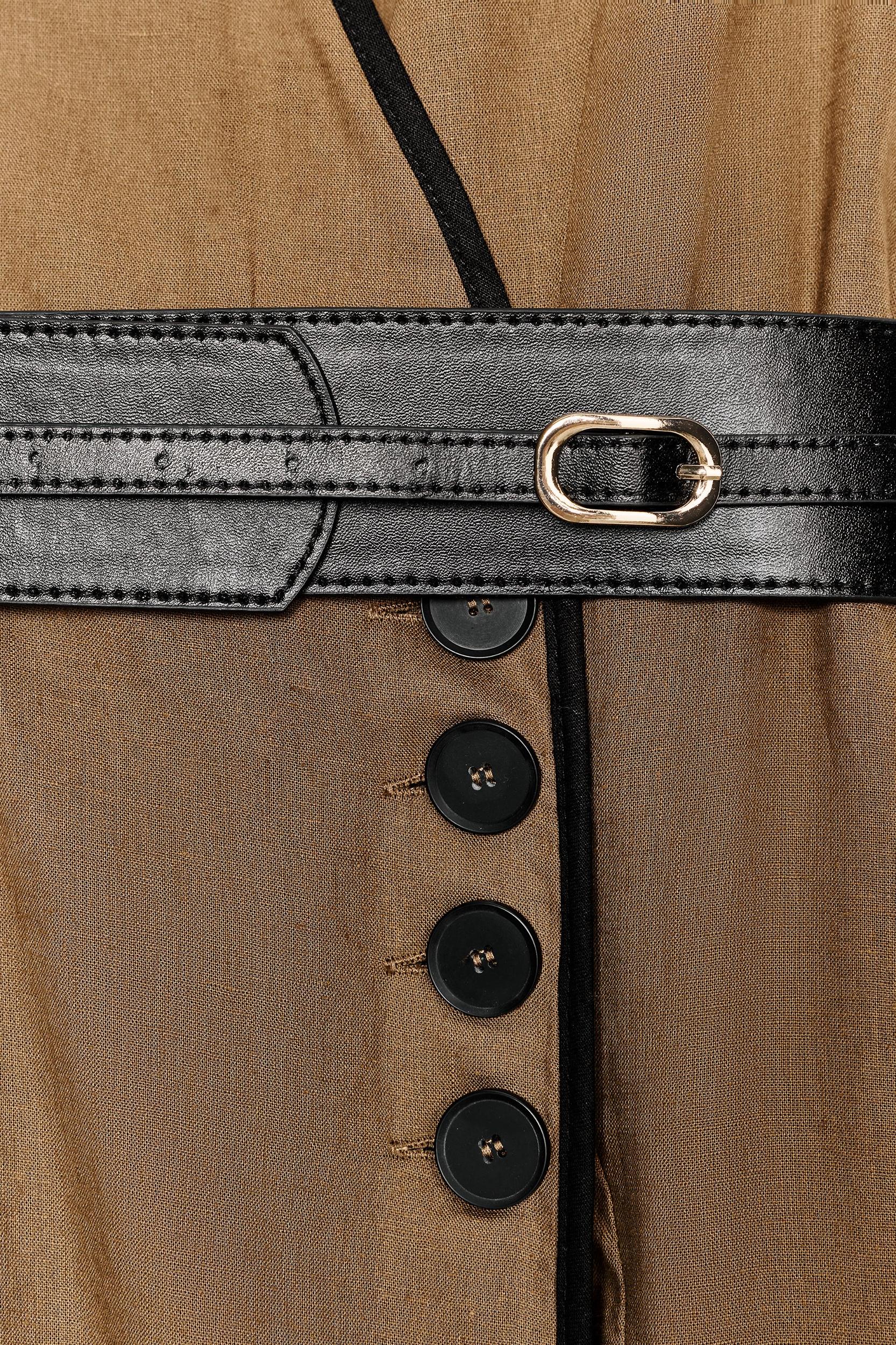 LINEN BELTED MIDI DRESS Product Image