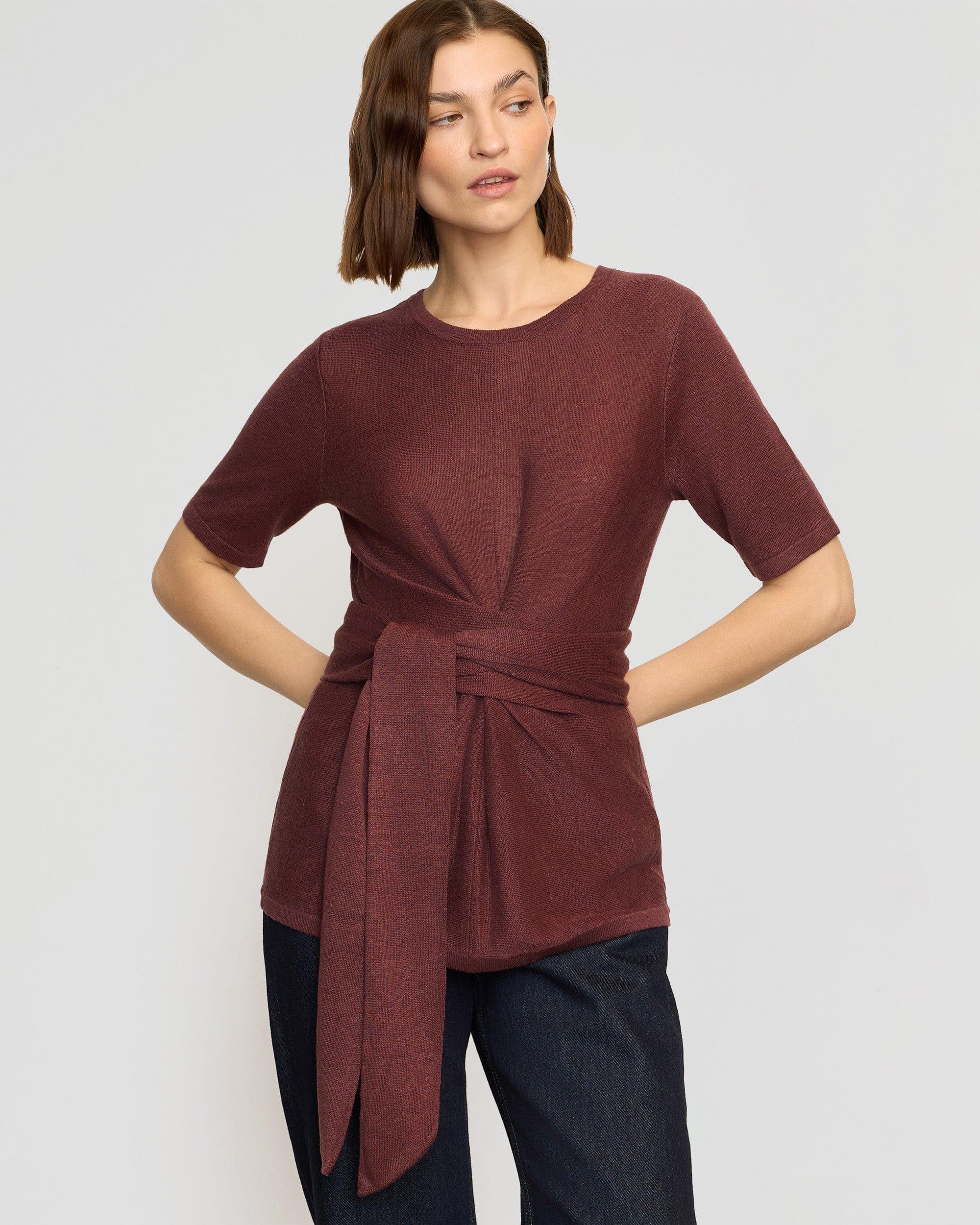 Lark Tie-Front Linen Sweater Product Image