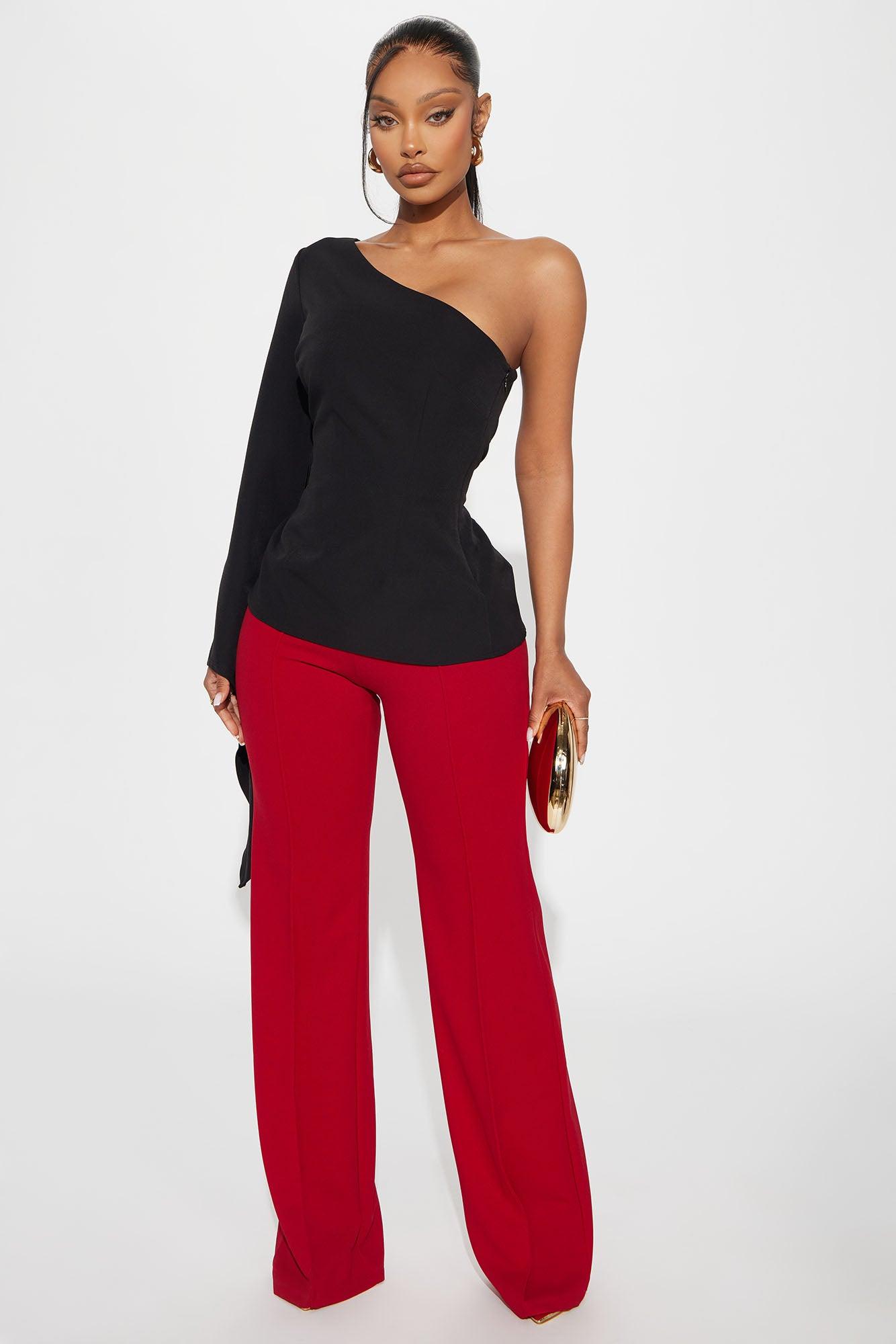 Ultra Goddess One Shoulder Top - Black Product Image