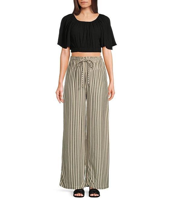 Angie Scoop Neck Flutter Sleeve Crop Top Product Image