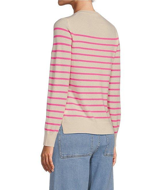 Antonio Melani Luxury Collection Cameron Cashmere Crew Neck Long Sleeve Striped Knit Sweater Product Image