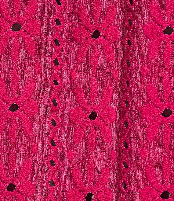 Allison Daley 3/4 Sleeve Open-Front Eyelet Knit Cardigan Product Image