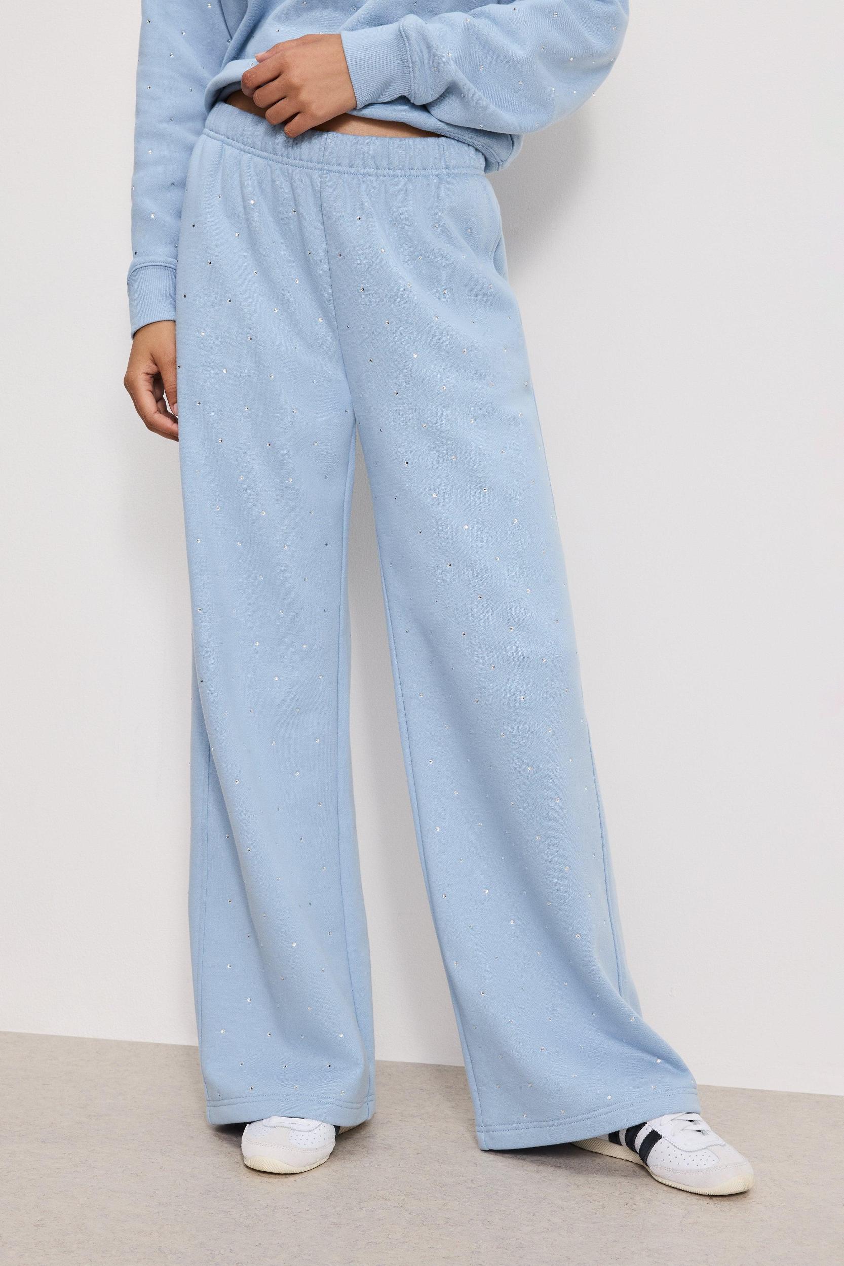 CRYSTAL WIDE LEG SWEATPANTS | WINTER SKY001 Product Image
