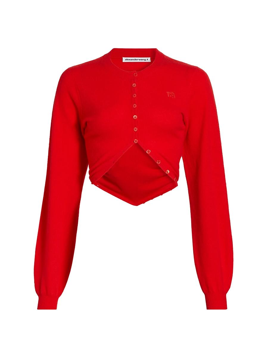 Womens Wool Split-Hem Crop Cardigan Product Image