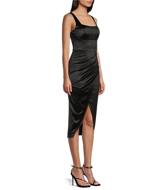 Honey and Rosie Sateen Sleeveless Midi Fitted Tank Dress Product Image