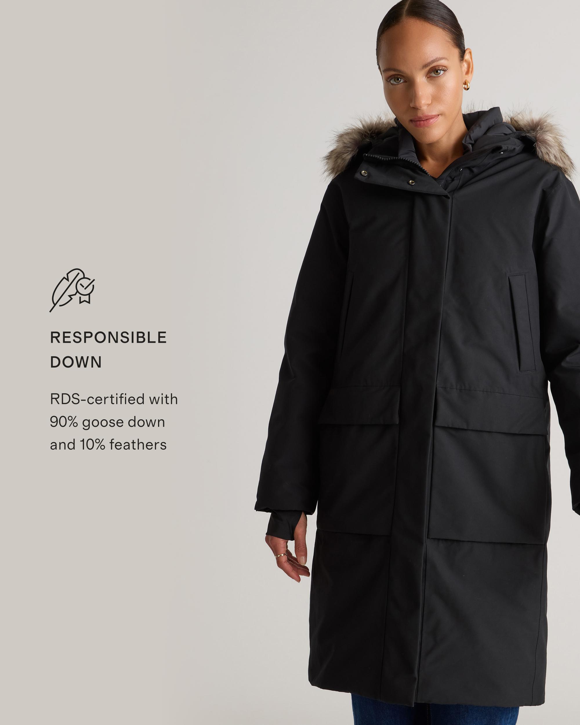 Quince | Women's Responsible Down Hooded Long Parka Size XL, Recycled Polyester Product Image