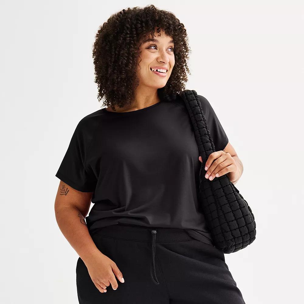 Plus Size Tek Gear® Adaptive Core Raglan Tee, Women's, Size: 1XL, Mineral Black Product Image