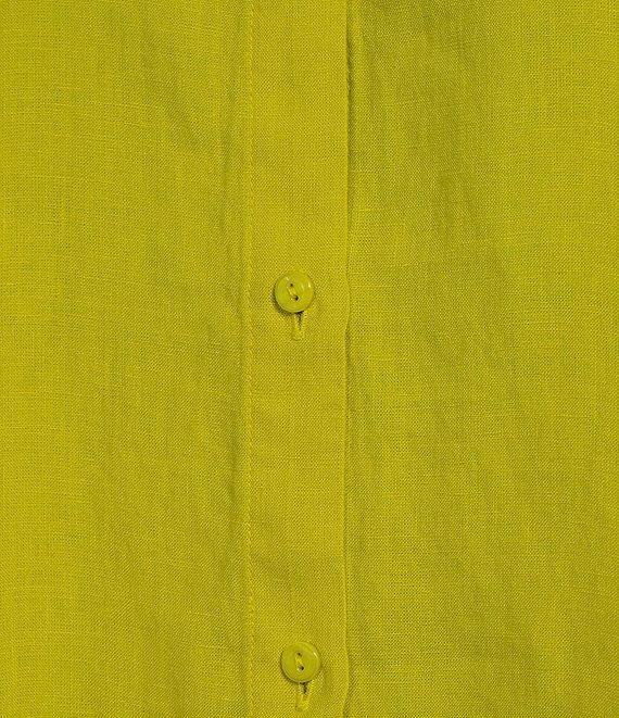 Eileen Fisher Organic Linen Handkerchief Classic Collar Button Front Long Sleeve Shirt Product Image