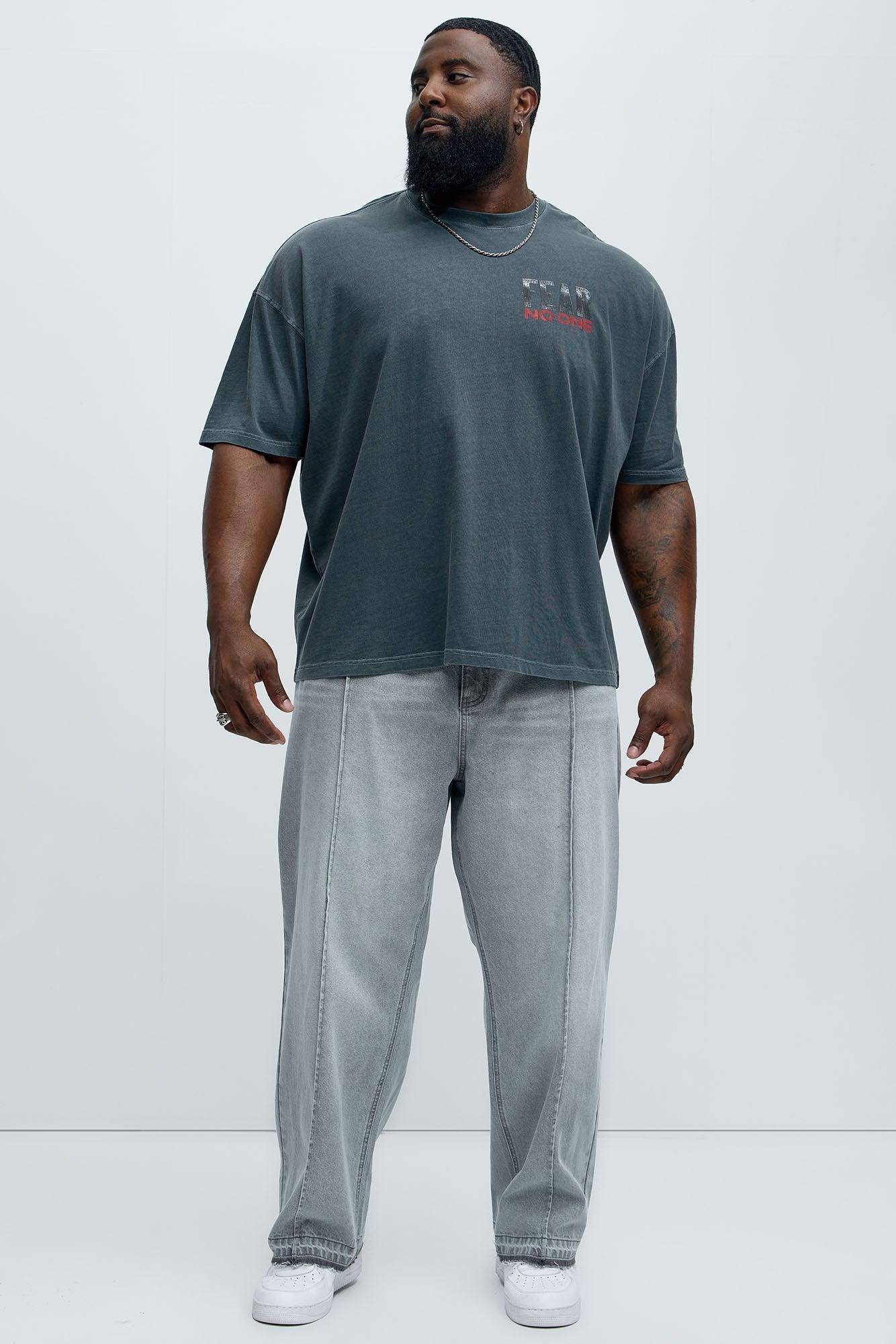 Fear No One Oversized Short Sleeve Tee - Grey Product Image