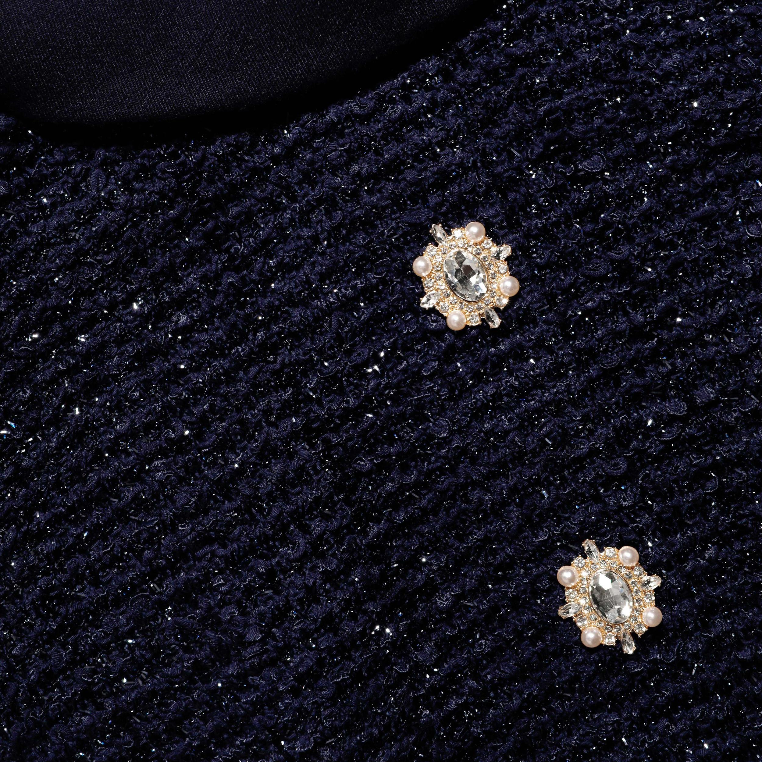Navy Metallic Boucle Jumpsuit Product Image