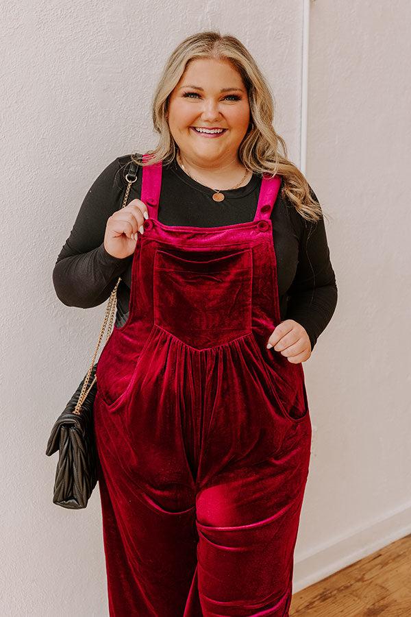 Holiday Cheer Velvet Jumpsuit in Wine Curves Product Image