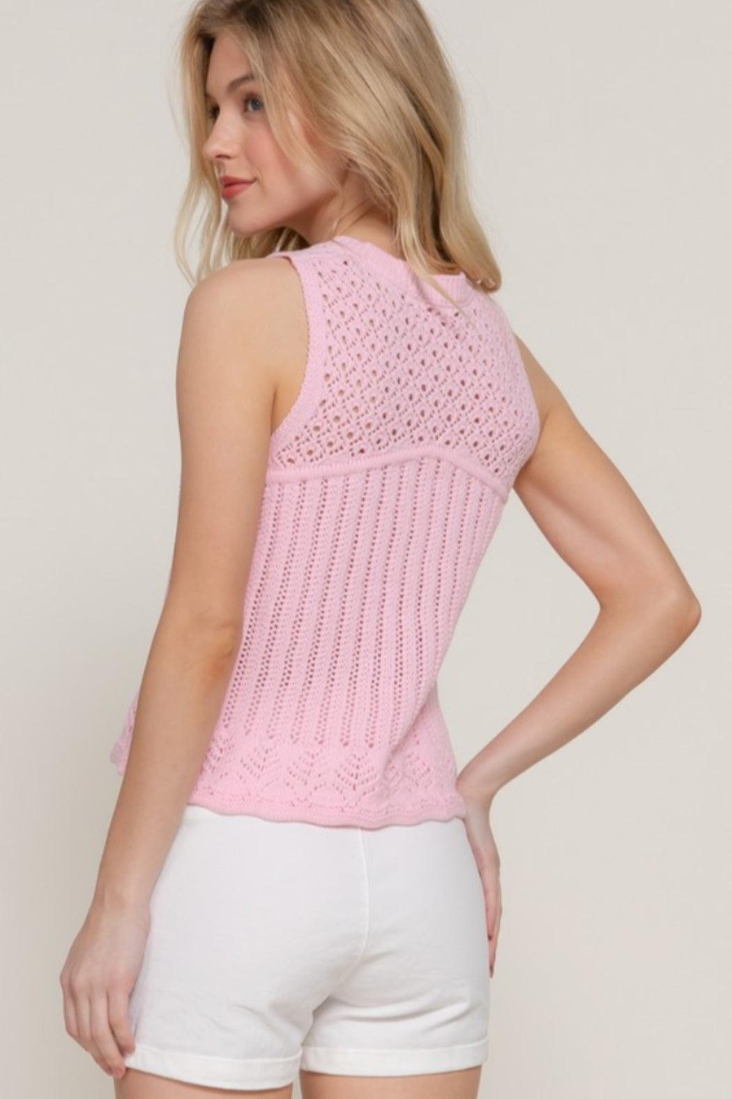 Sleeveless Crochet Sweater Product Image