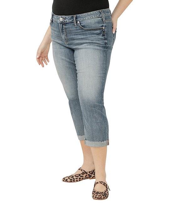 Silver Jeans Co. Plus Size Elyse Mid Rise Cuff Hem Capri Jeans Product Image