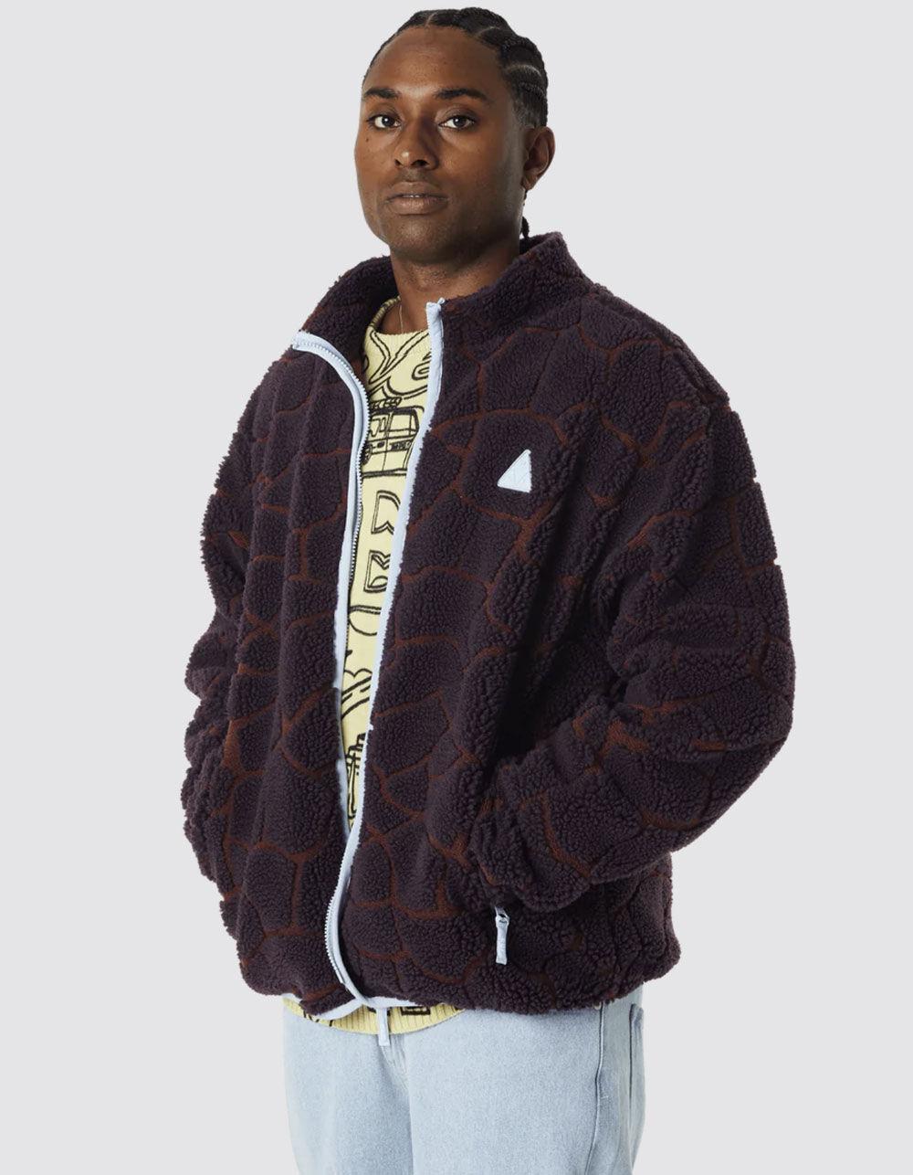 HUF Quake Mens High Pile Fleece Jacket - BROWN COMBO Product Image