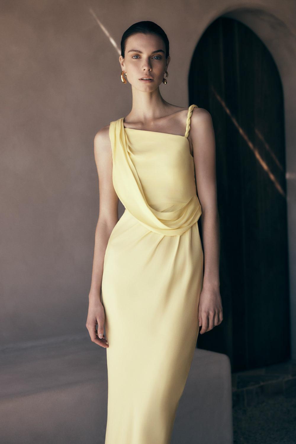 Lorieanne Draped Maxi Dress - Lemon Product Image