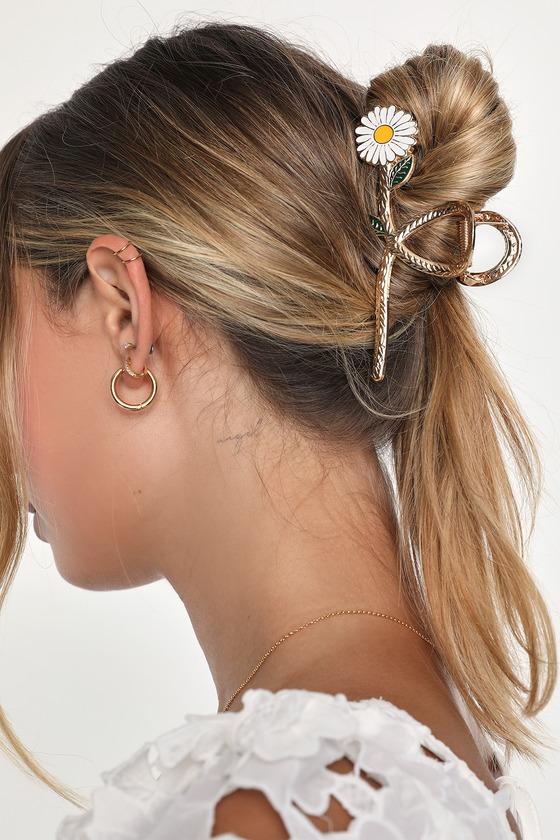 Flawless Blooms Gold Metal Flower Claw Hair Clip Product Image