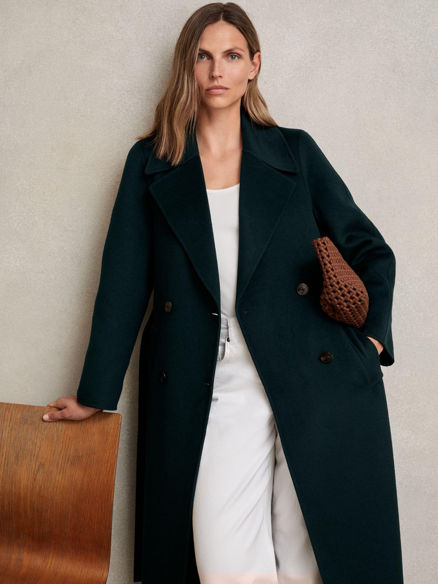 Petite Double-Breasted Blindseam Coat Wool-Blend in Green Product Image