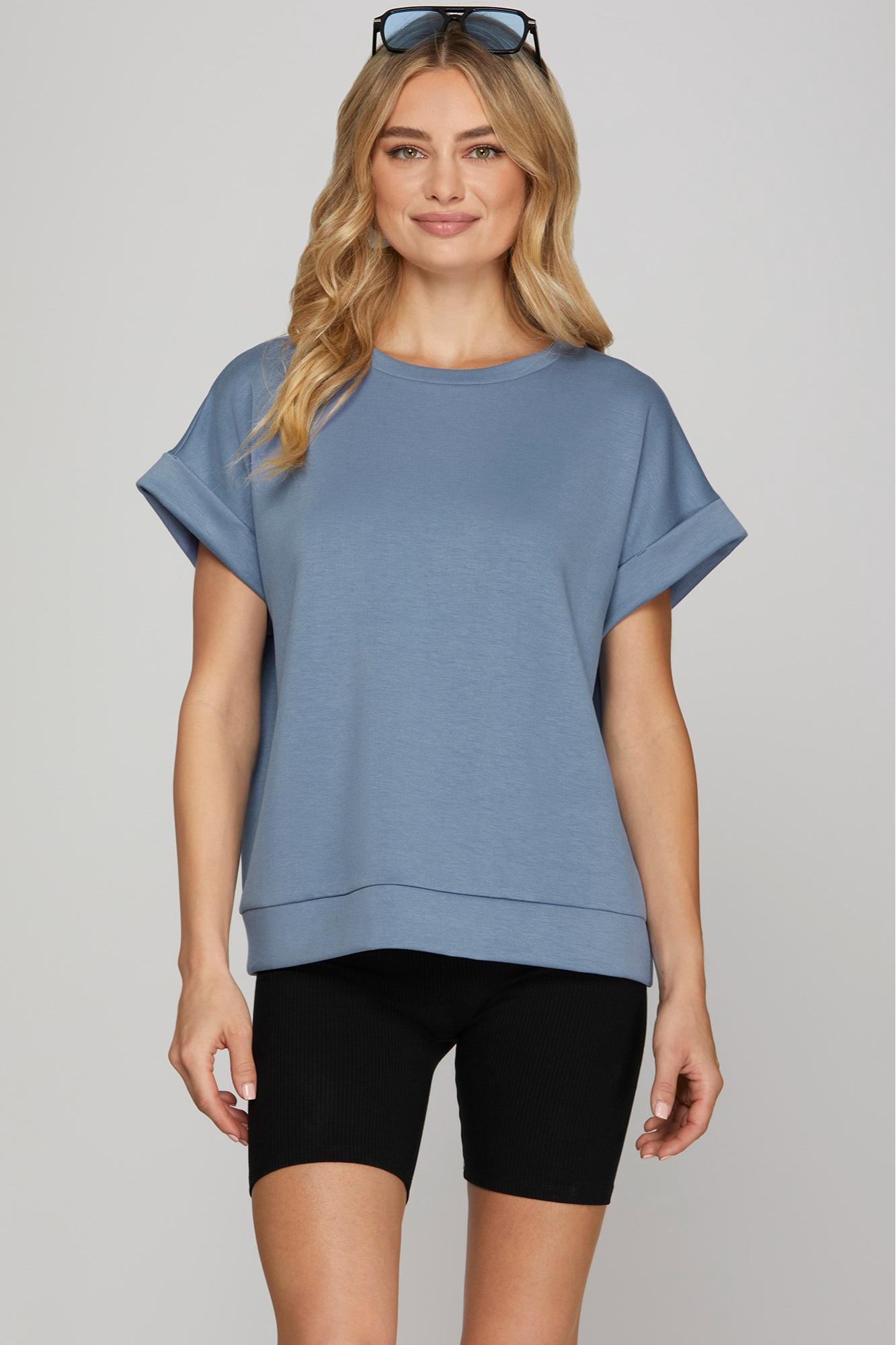 DROP SHOULDER KNIT TOP Product Image