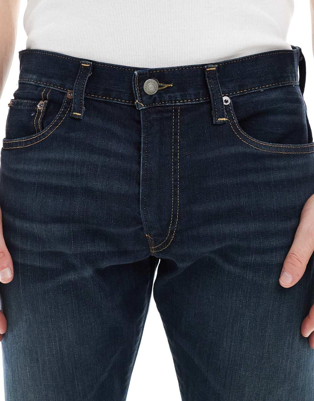 Polo Ralph Lauren Parkside icon logo back pocket low straight fit jeans in dark wash Product Image