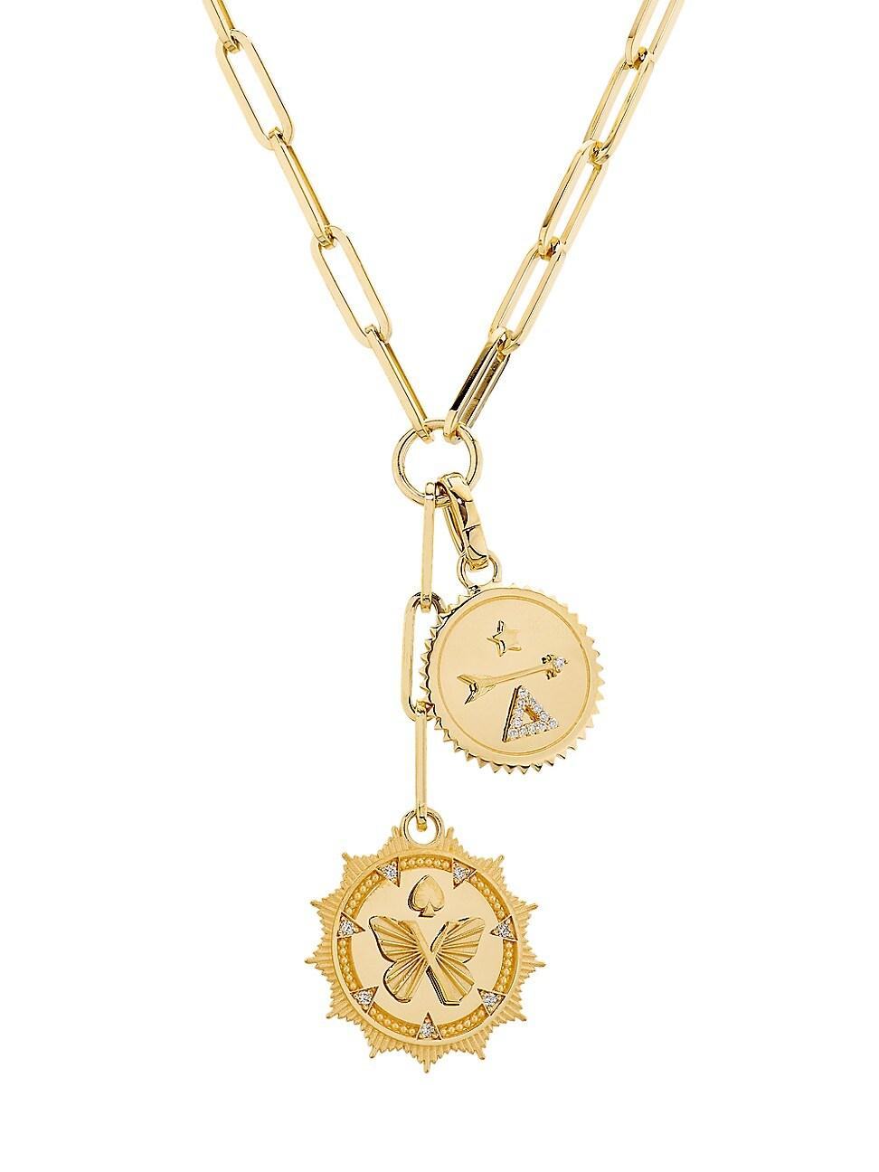 Womens Reverie & Dream 18K Yellow Gold & 0.12 TCW Diamond Double Medallion Necklace Product Image