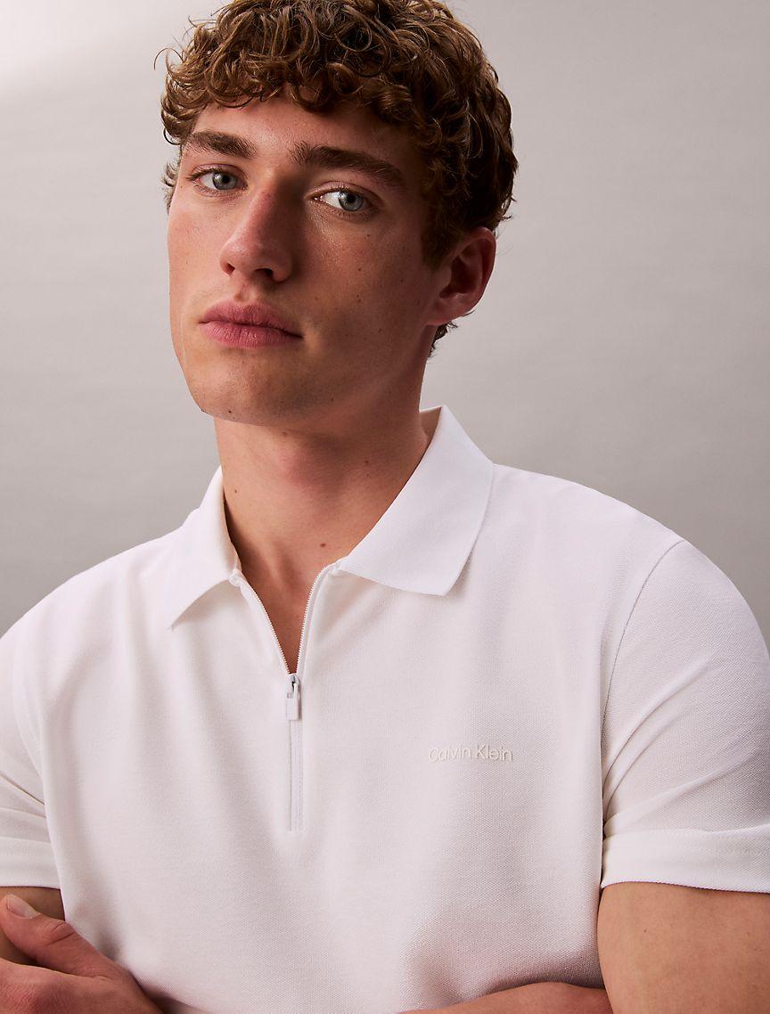 Tech Pique Zip Polo Shirt Product Image