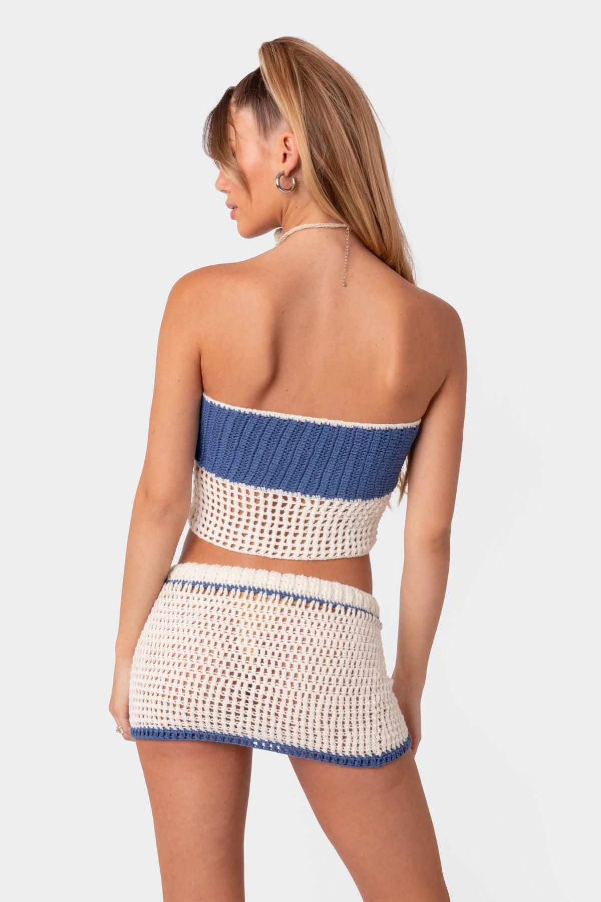 Cabana Contrast Crochet Mini Skirt Product Image