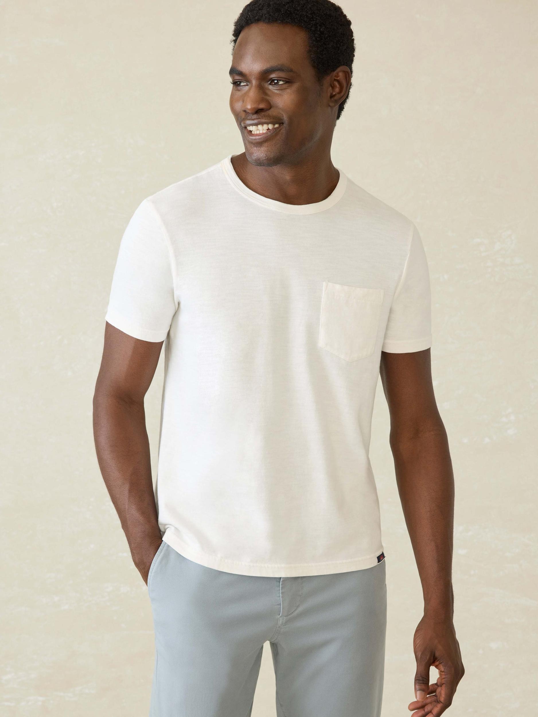 Sunwashed Regenerative Pocket Tee - White Male Product Image